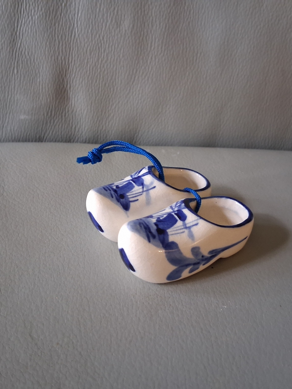 Vintage Pair Mini Delft Blue Ceramic Dutch Clogs